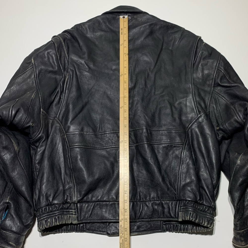 Vintage Leather Bomber Cafe Racer Jacket Men's Size XL-2XL 46 Black Biker - Picture 7 of 8